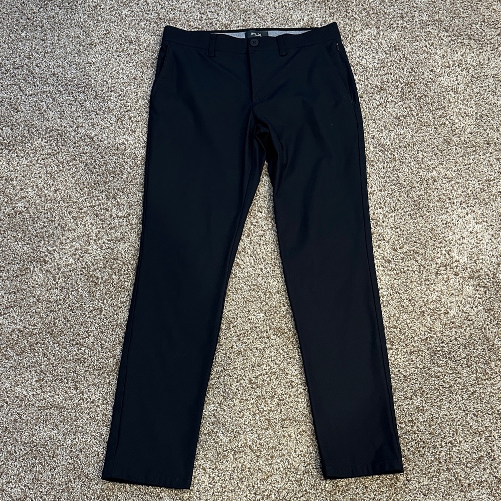 FLX Men's Black Chino Pants - Stretch Performance 30x32